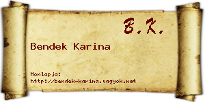 Bendek Karina névjegykártya